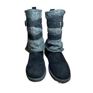 MUK LUKS Nikita Black and Gray Mid Calf Pull On Boots Size 11 EUC